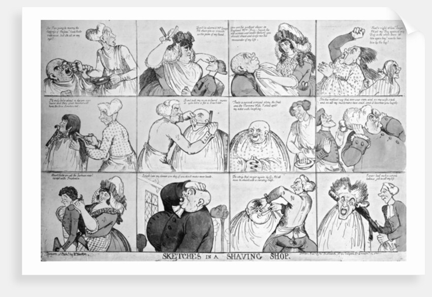Sketches in a Shaving Shop, 1794 by Richard Newton