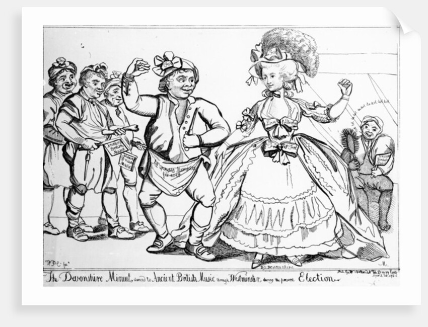 The Devonshire Minuet, danced to Ancient British Music through Westminster during the Election, print made by William Paulet Carey, 1784 by English School