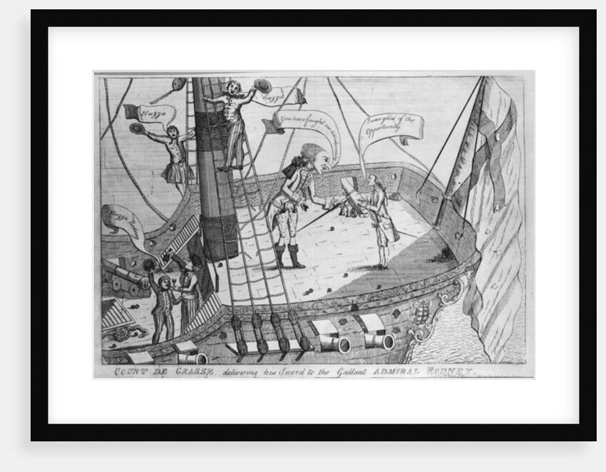 Count de Grasse delivering his Sword to the Gallant Admiral Rodney, print made by Thomas Colley, 1782 by English School