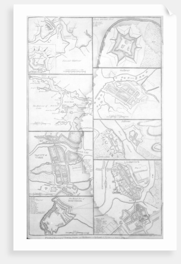 Plans of the Principal Towns, Forts and Harbours in Ireland by (after) English School