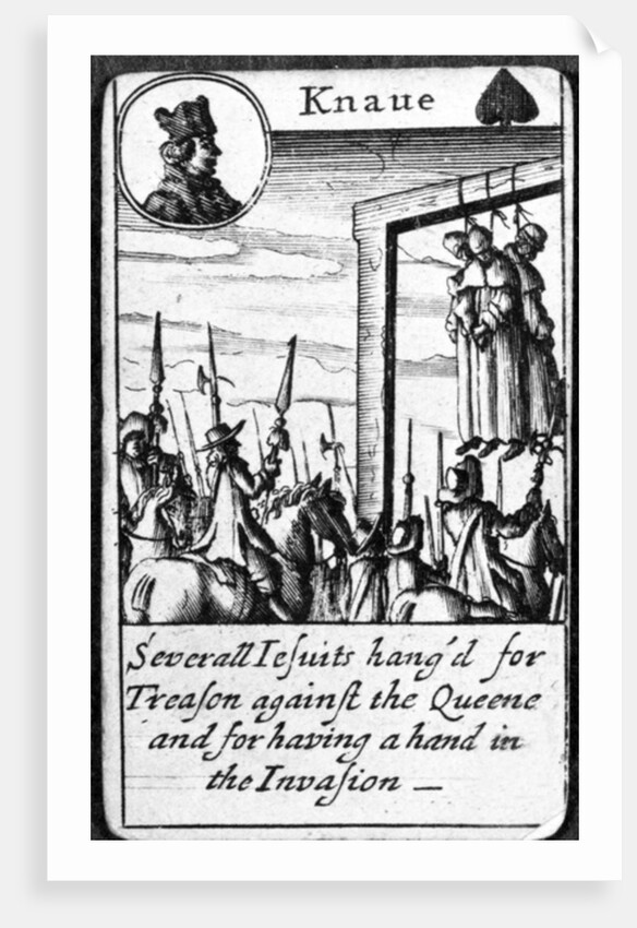 Several Jesuits hanged for Treason, Knave of Spades from a pack of playing cards by English School