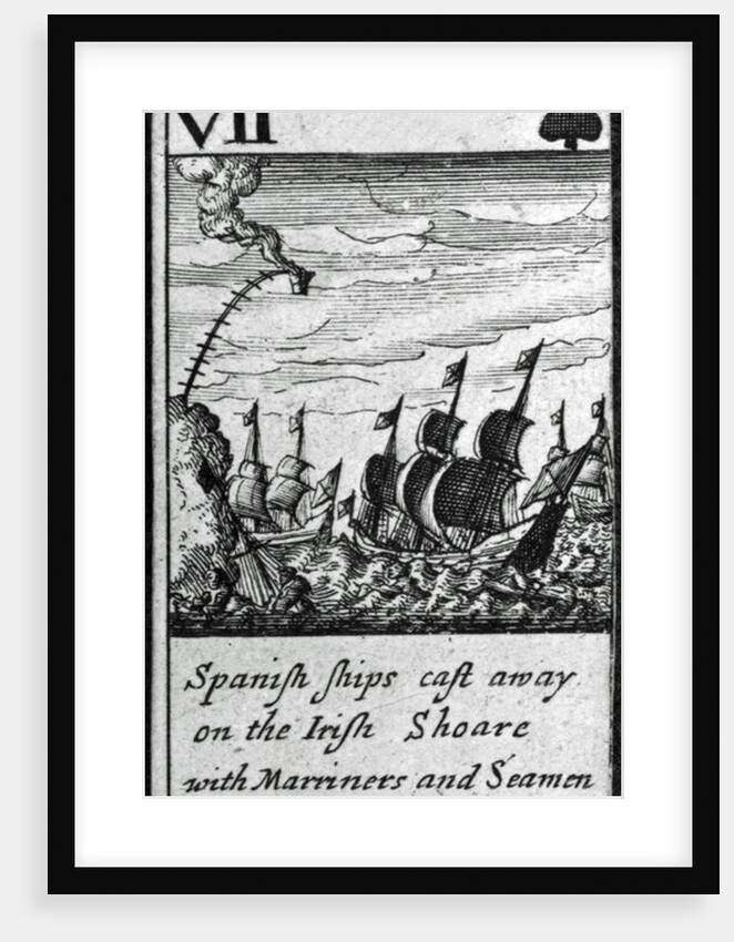 Spanish Ships Cast Away. VII of Spades from a pack of playing cards by English School