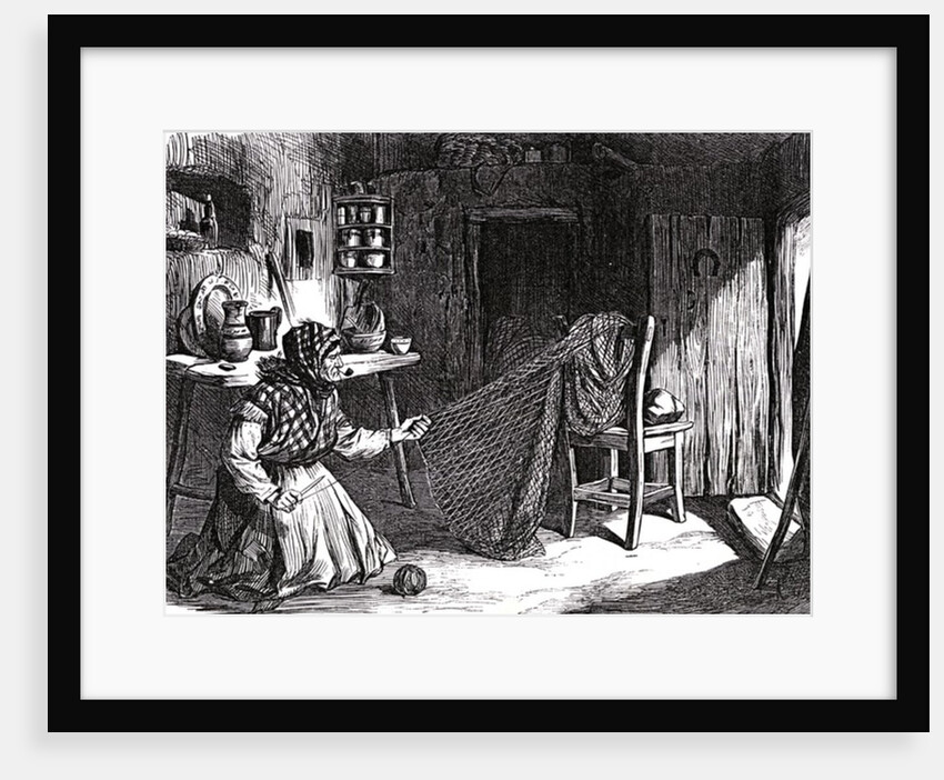 Sketches from Ireland : Woman making nets in the Claddagh, Galway by English School