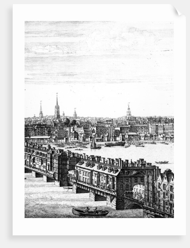 View of Old London Bridge by English School