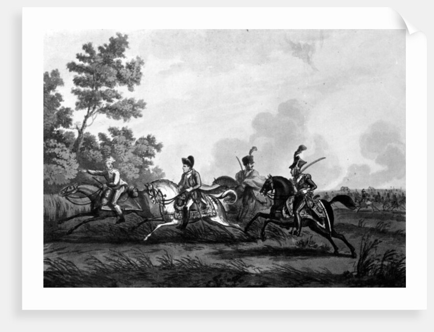 Flight of Bonaparte from the Field of Waterloo accompanied by his Guide, 1816 by George Cruikshank