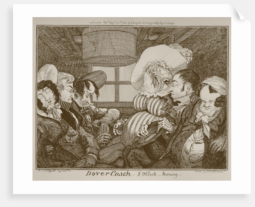 Dover Coach, 5 o'clock morning, etched by George Cruikshank, 1826 by Alfred (after) Crowquill