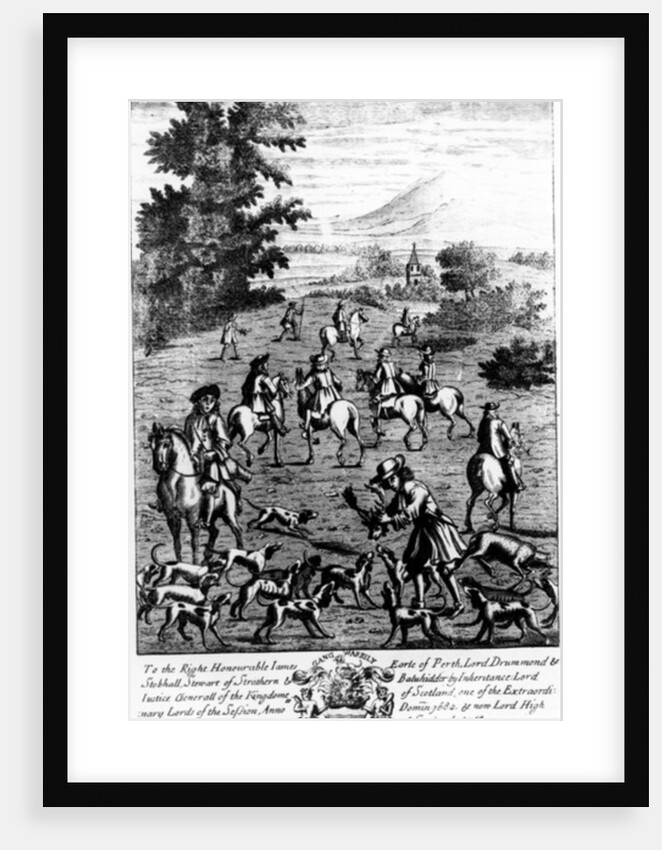 Showing ye Bucke head to the hounds and rewarding them by English School