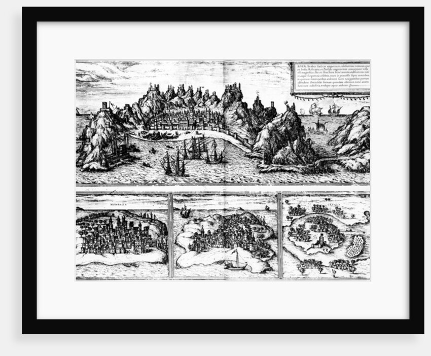 Views of Aden, Mombaza, Quiloa and Cefala, from Georg Braun's 'Civitates orbis terrarum', published in 1572 by Georg and Hogenberg Franz (1535-90) Braun