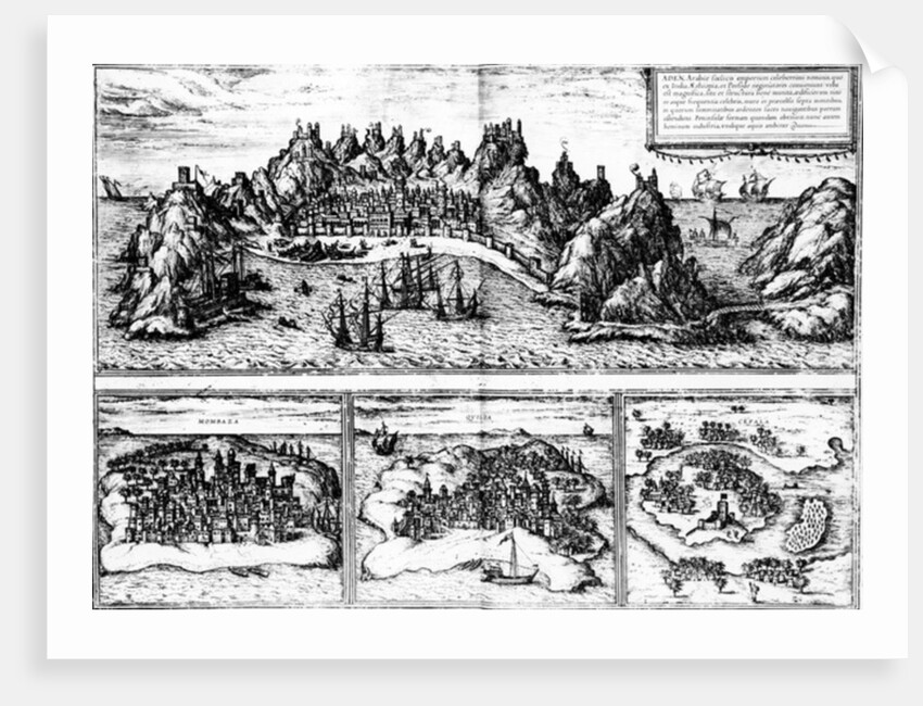 Views of Aden, Mombaza, Quiloa and Cefala, from Georg Braun's 'Civitates orbis terrarum', published in 1572 by Georg and Hogenberg Franz (1535-90) Braun