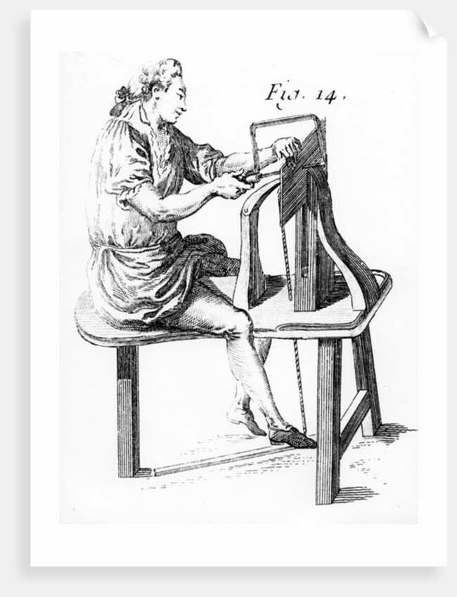 Carpenter making fretwork by French School