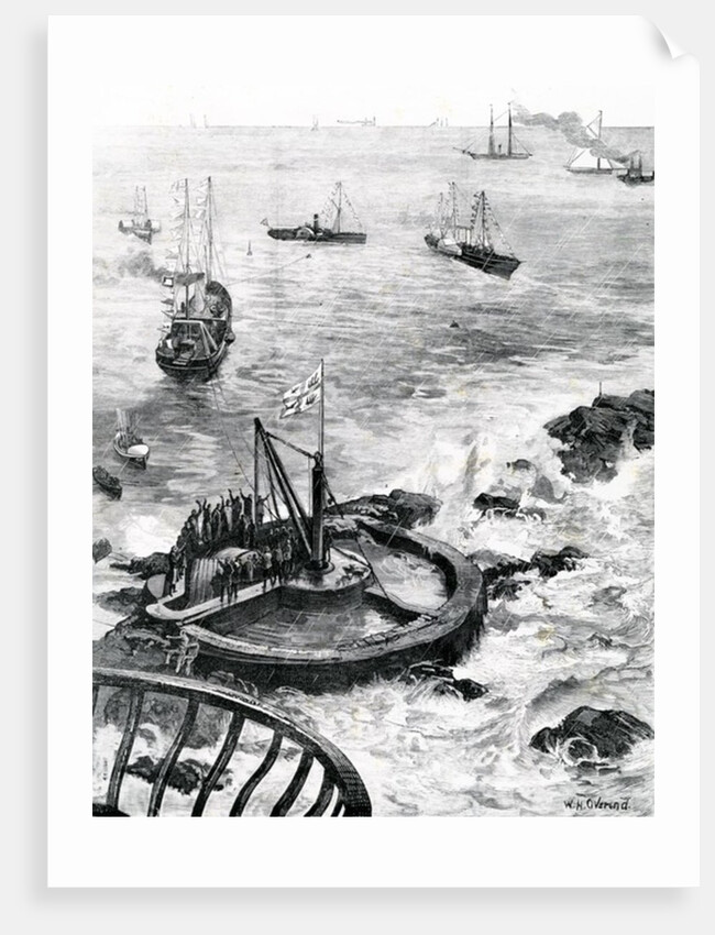 The Prince of Wales and Duke of Edinburgh laying the foundation-stone of the new Eddystone lighthouse by William Heysham Overend