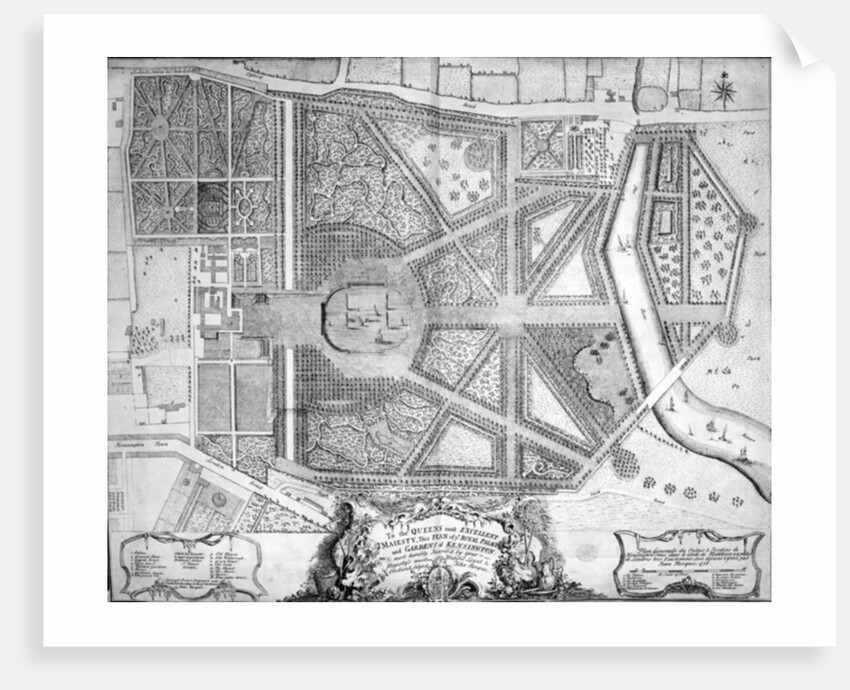 A Map of the Royal Palace and Gardens of Kensington, London, 1736 by John Rocque