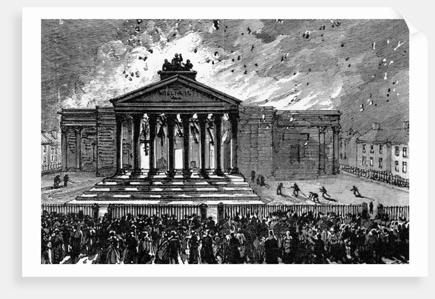 Burning of the Court-House at Cork, c.1891 by English School