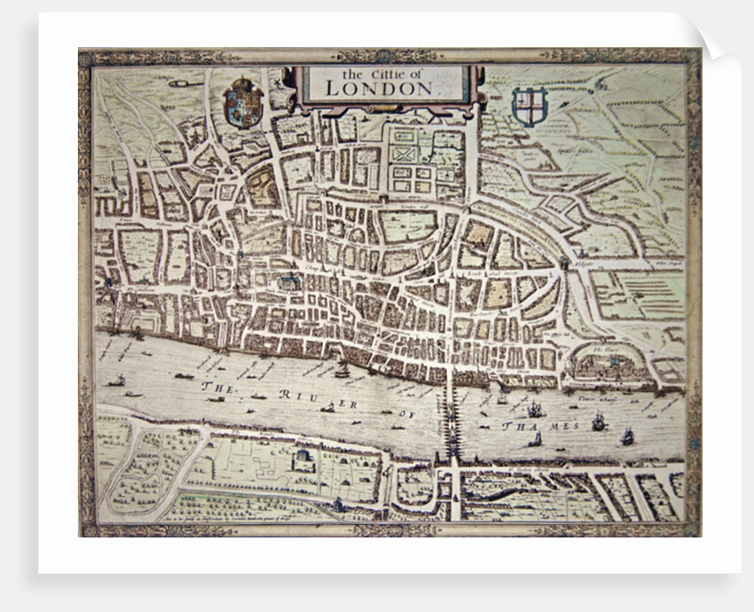 Map of 'the Cittie of London', 1633 by Augustus Ryther