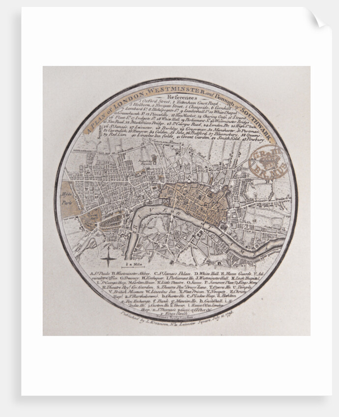 A Plan of London, Westminster and Borough of Southwark, 1793 by English School