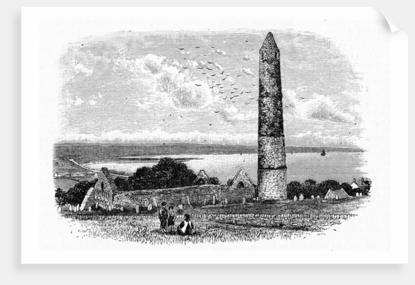 Round Tower and Ruins of St Declan's Church at Ardmore, c.1888 by English School