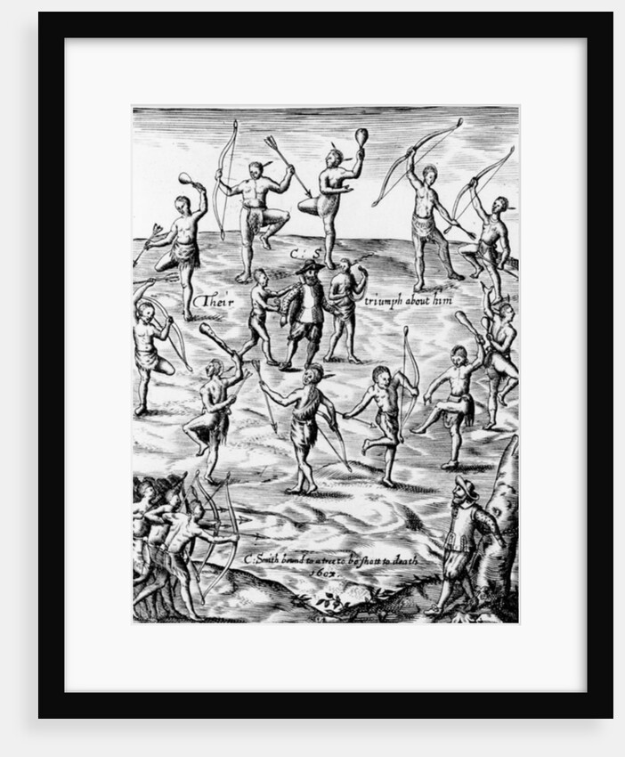 John Smith being taken prisoner and threatened with death by the Native Americans of Virginia in 1607, 1624 by English School