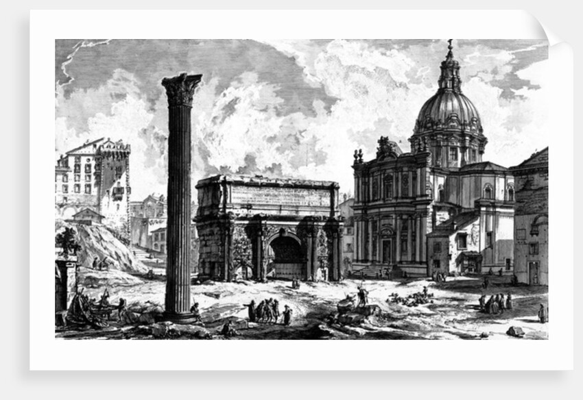 View of the Arch of Septimius Severus and the Church of Santi Luca e Martina by Giovanni Battista Piranesi