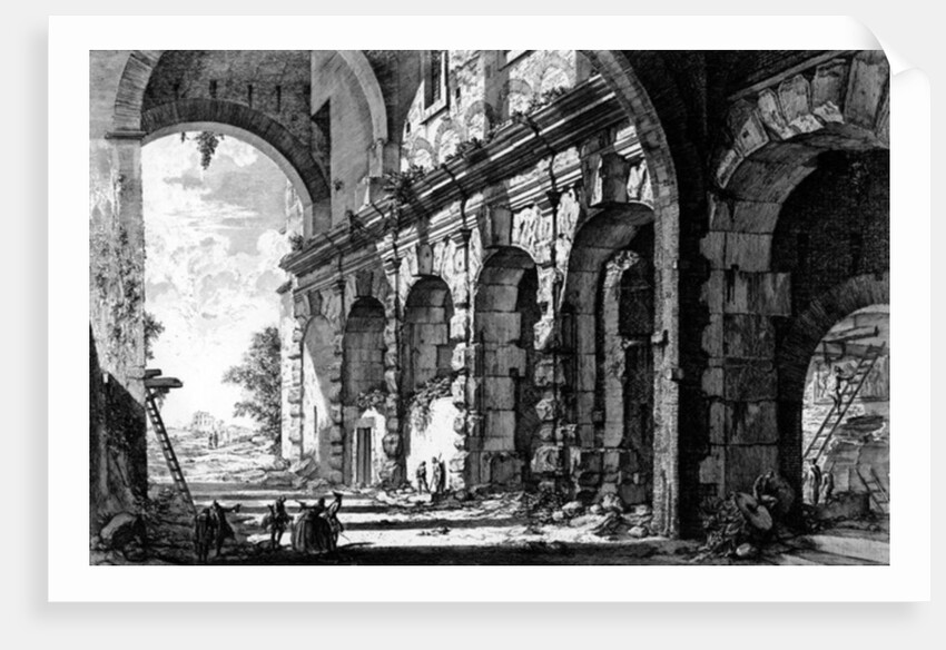 View of the Remains of the Temple of Claudius near the Church of Santi Giovanni e Paolo by Giovanni Battista Piranesi
