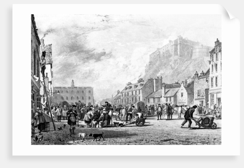 The Castle from the Grass Market, Edinburgh, etched by George Cooke and Henry Le Keux, 1820 by Augustus Wall (after) Callcott