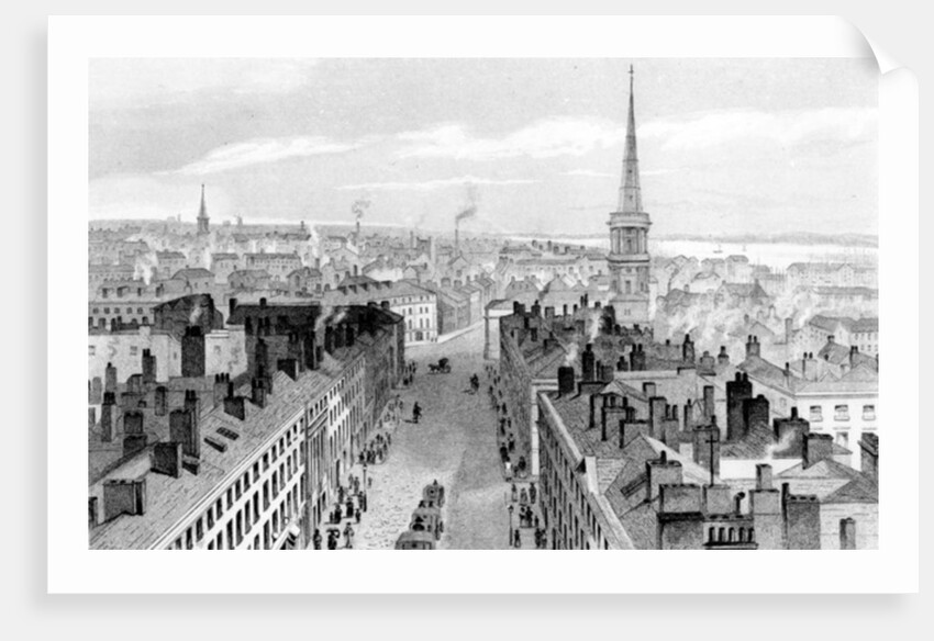 Liverpool from the Town Hall, looking south, engraved by John Rogers, c.1830 by John (after) Harwood