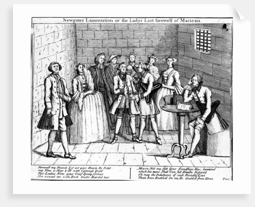 Newgate's Lamentation, or the Ladys Last farewell of Maclean by English School
