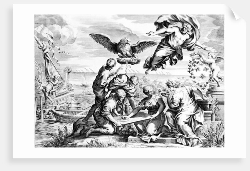 Allegory of the Barberini Family, print made by Karl Audran c.1623-40 by Pietro da (after) Cortona