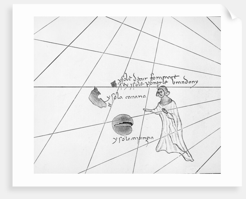 Saint Brendan, from a C19th copy of the Pizzigani portolan, 1367 by Domenico and Francesco (after) Pizzigano