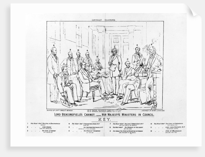 Lord Beaconsfield's Cabinet 1874 - Her Majesty's Ministers in Council, print made by Henry Lemon, 1880 by Charles (after) Mercier