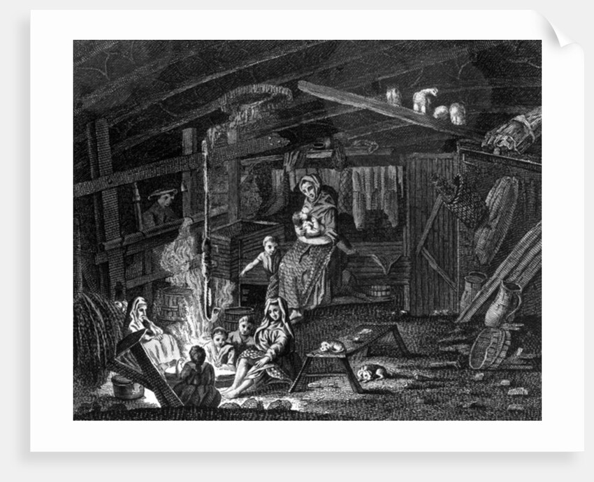 Inside of a Weavers Cottage in Ilay by Scottish School