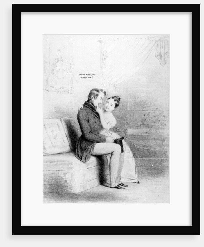 Leap Year! Queen Victoria proposing to Albert, published 1840 by English School