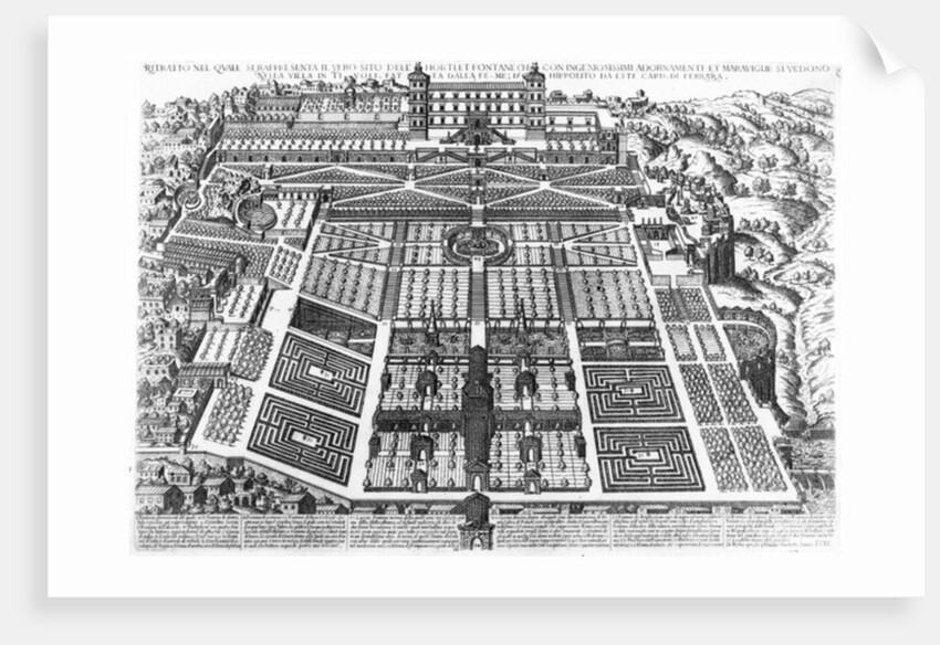 View of the Villa d'Este and Gardens, 1575 by Mario Cartaro
