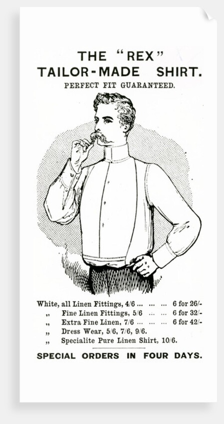 Advertisement for 'The 'Rex' Tailor-Made Shirt', c.1890 by English School