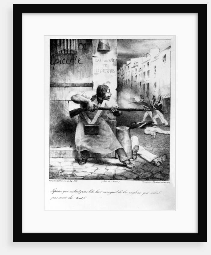 Rebel grocer fires on the gendarmes during the July Revolution, 1830 by Honore Daumier
