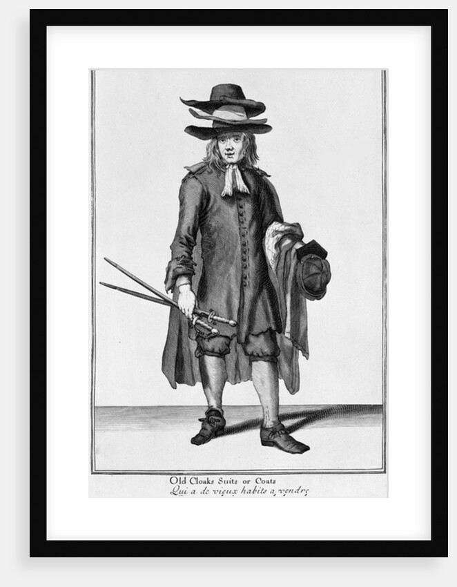 Street vendor selling old Cloaks, Suits and Coats, 1666 by English School
