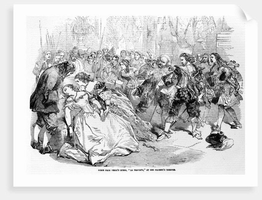 Scene from Verdi's Opera 'La Triviata' at Her Majesty's Theatre, 1856 by English School