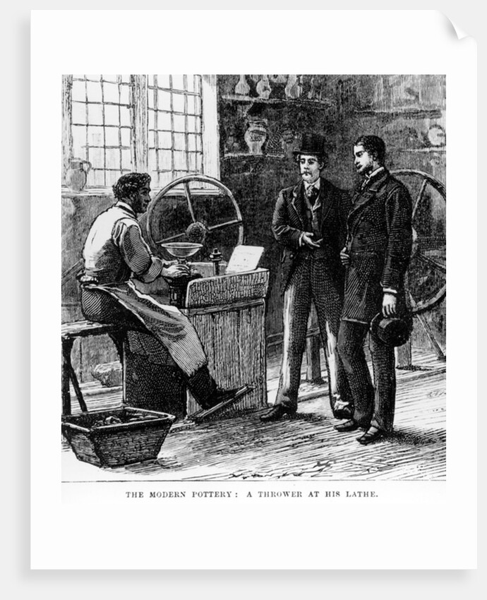 The Modern Potter: A Thrower at his lathe, 19th Century by English School