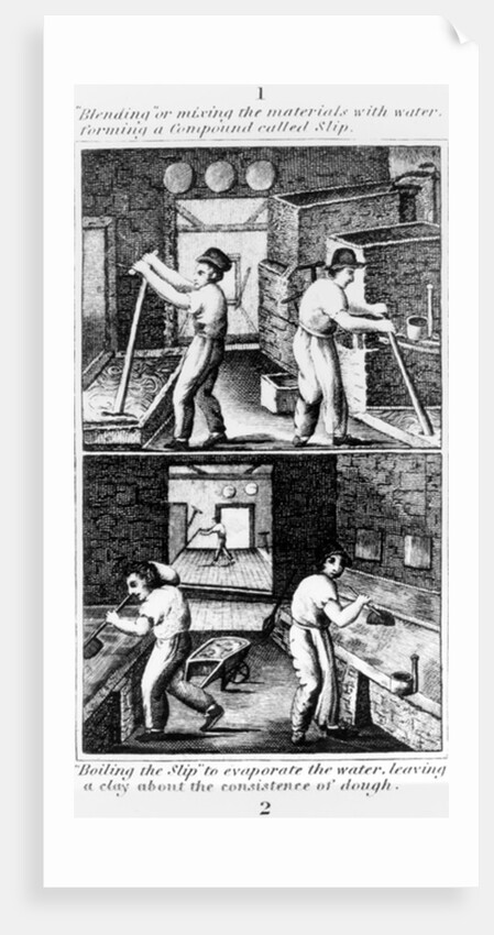 Blending the slip to evaporate the water, 1827 by English School