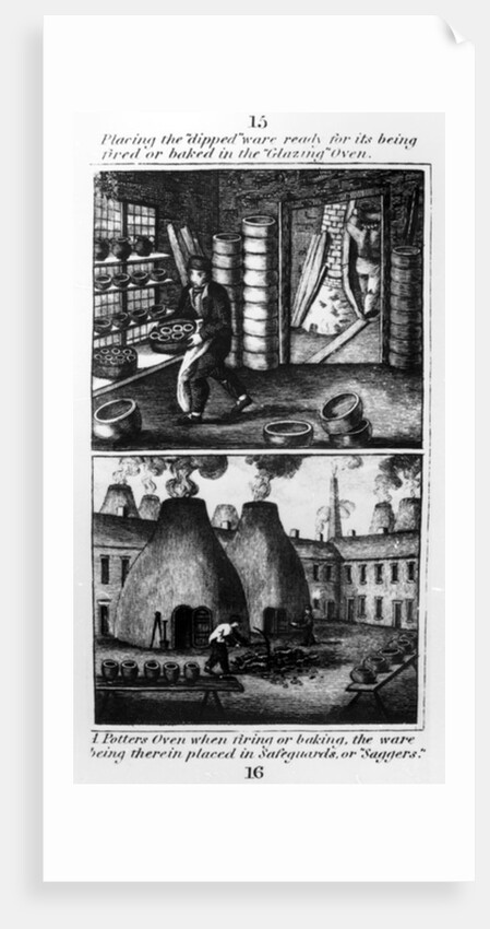 Placing the 'dipped' ware in the 'glazing' oven, 1827 by English School