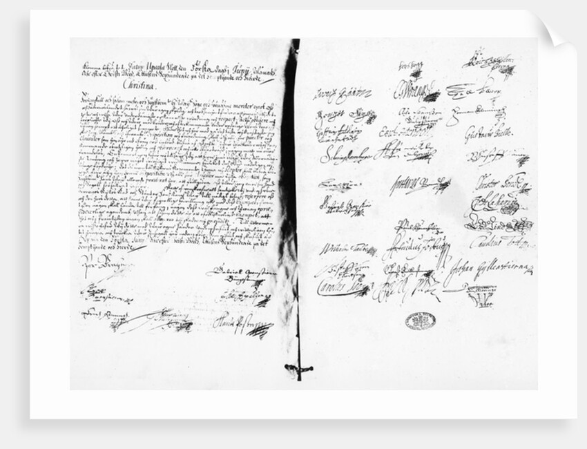 The Abdication Statement of Christina, Queen of Sweden, 1654 by Swedish School