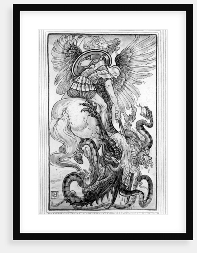 Bellepheron Slays the Chimeara, taken from 'The Wonder-Book for Girls and Boys' written by Nathaniel Hawthorne, 1852 by American School