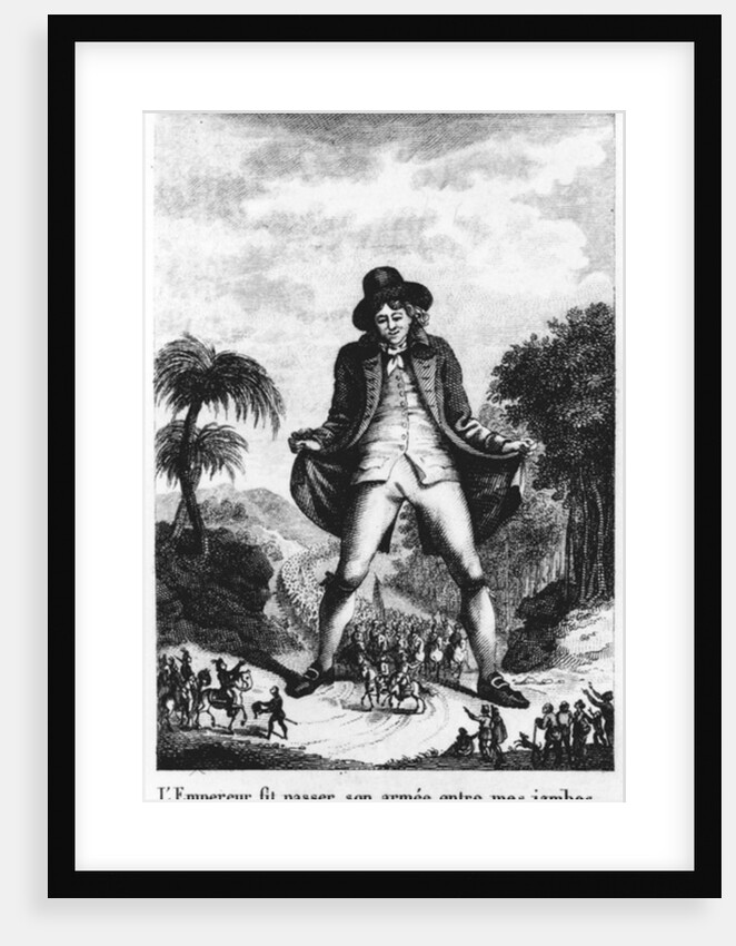 L'Empereur fit passer son armée entre mes jambres, taken from a French translation of 'Gulliver's Travels' by French School