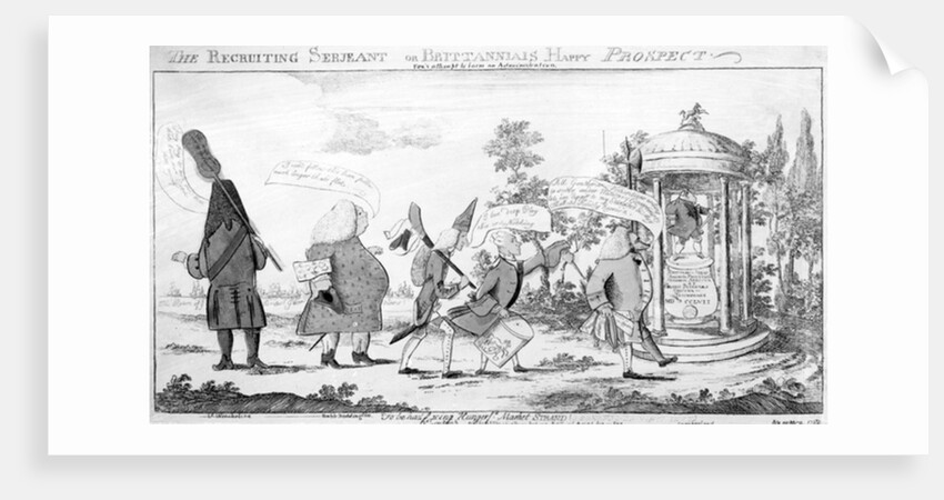 The Recruiting Sergeant or Britannia's Happy Prospect, print made by George Townshend, 1757 by English School