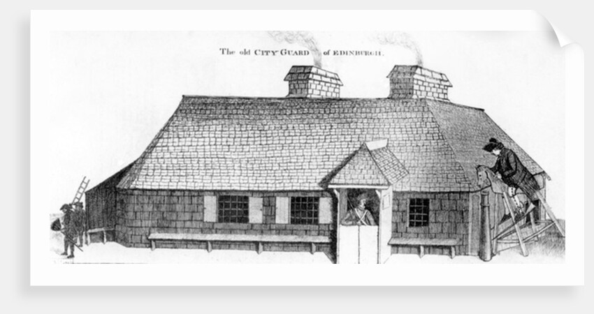 Old City Guard of Edinburgh with the Wooden horse for punishing the Soldier, 1786 by John Kay