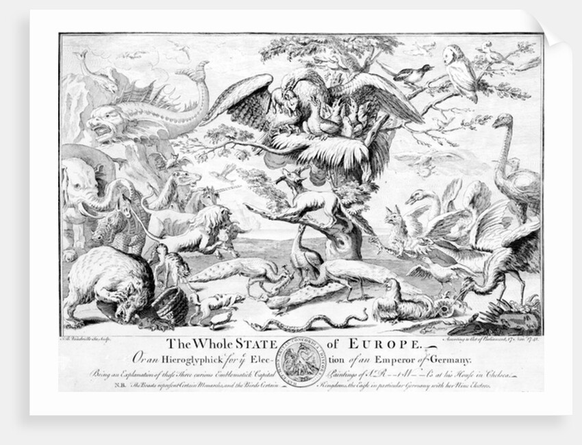 The Whole State of Europe, or An Hieroglyphick for the Election of an Emperor of Germany, 1741 by English School