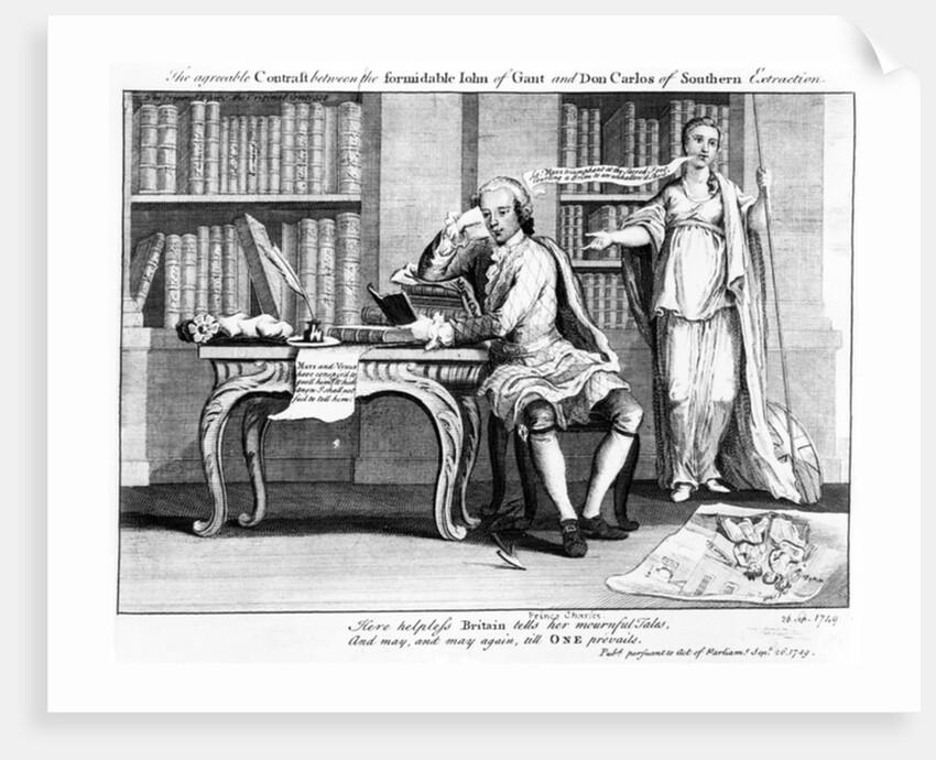 The Agreeable contrast between the formidable John of Gant and Don Carlos of Southern Extraction, 1749 by English School