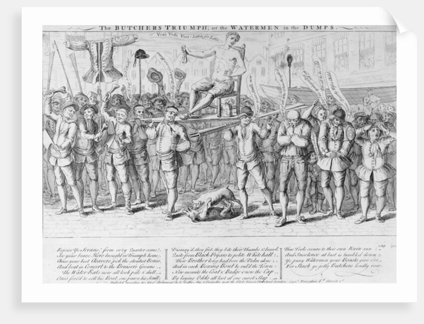 The Butchers Triumph, or Waterman in the Dumps, 1750 by English School