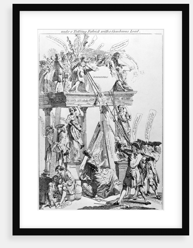 Britannia in Distress Under a Tott'ring Fabrick with a cumberous load, circa 1756 by English School