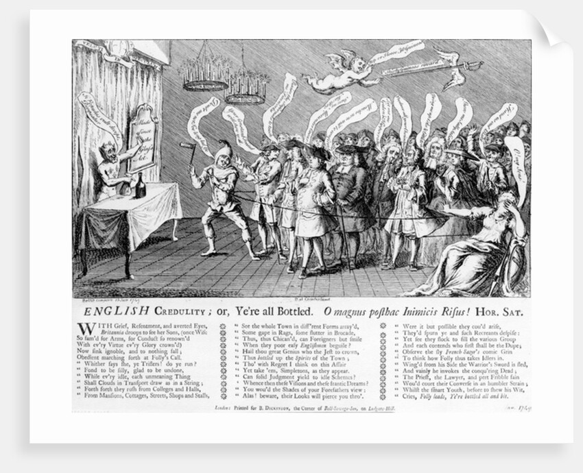 English Credulity or Ye're all Bottled, 1749 by English School
