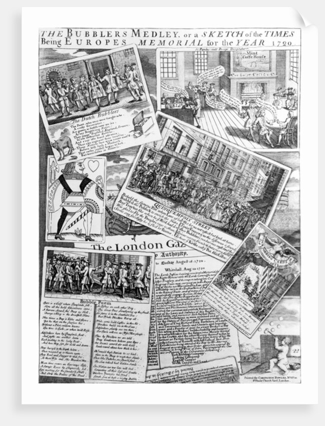 The Bubblers Medley, or a sketch of the Times being Europe memorial for the year 1720, circa 1720 by English School